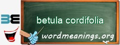 WordMeaning blackboard for betula cordifolia